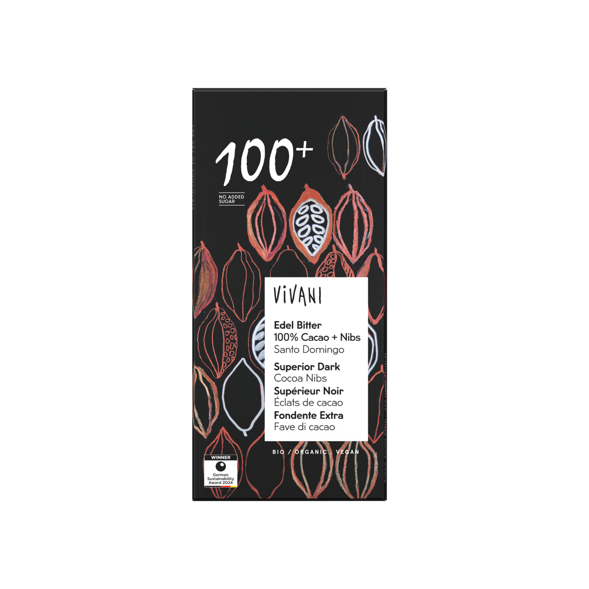 Edel Bitter Schokolade 100% Cacao + Nibs