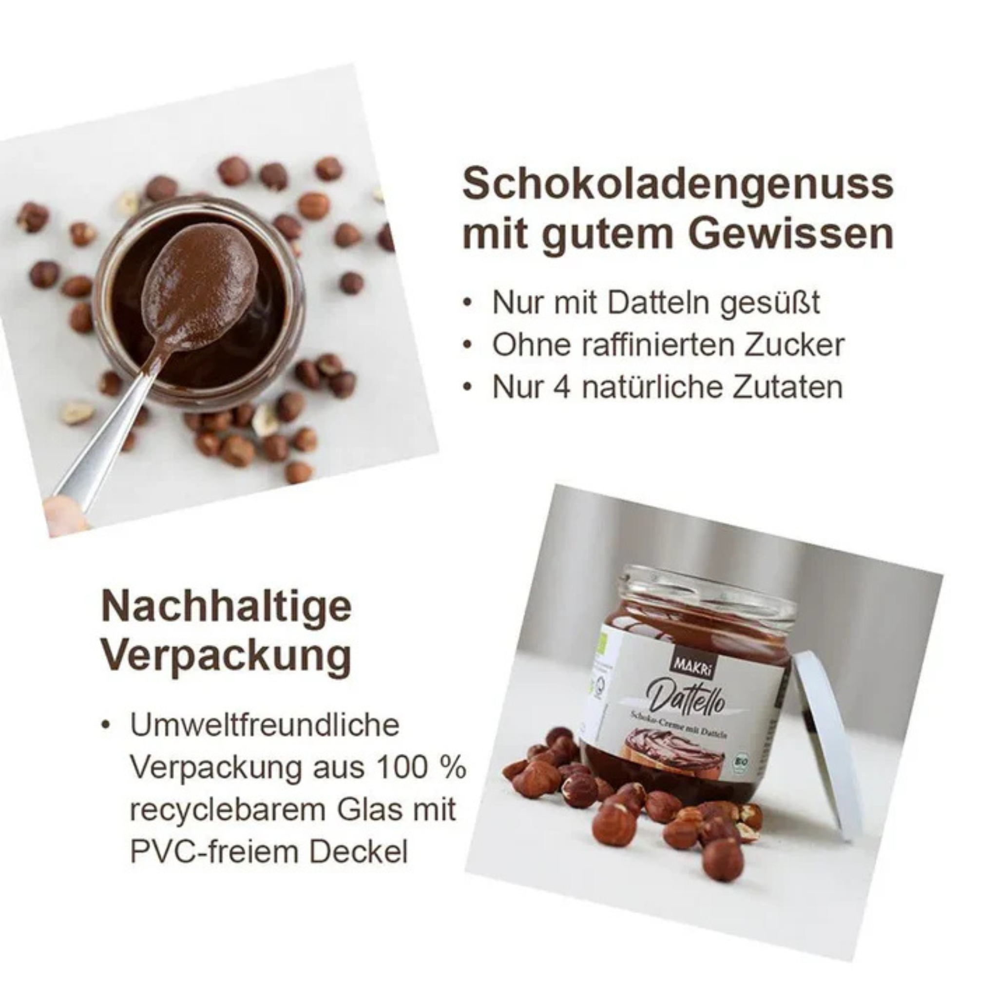 Dattello - Bio Schoko-Haselnuss-Creme mit Datteln